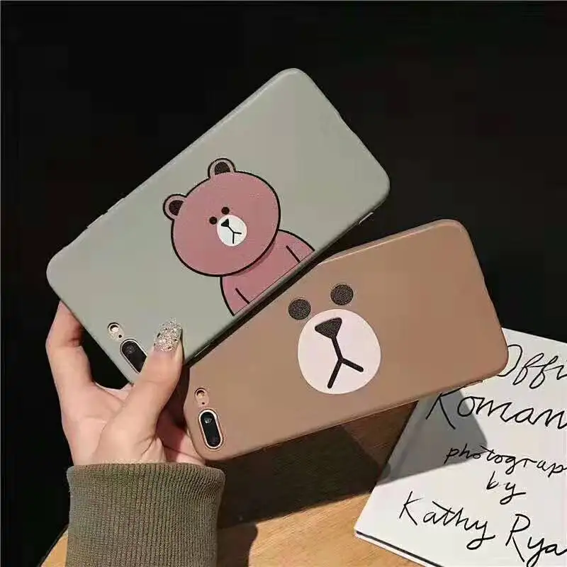 

Cute gray bear soft candy box case for iPhone6 6s 7 8 plus x xs max xr protection cover fashion thick TPU