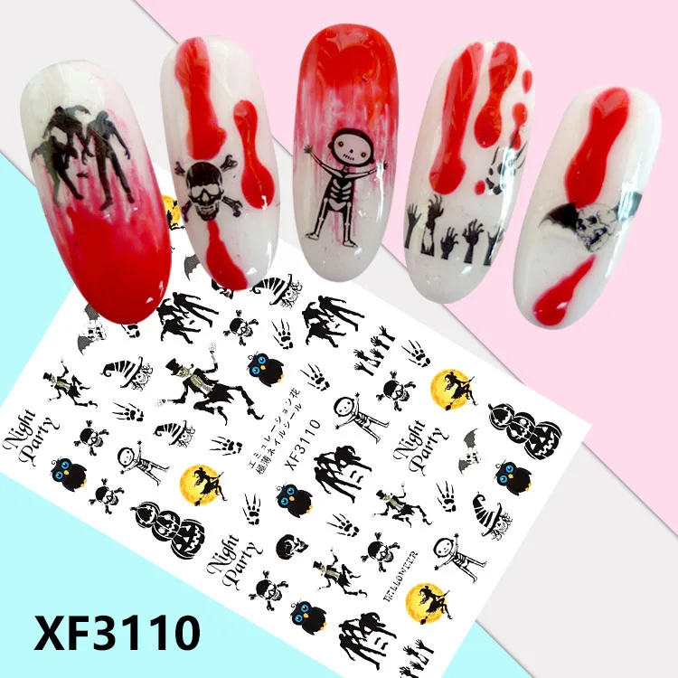 XF3110 Хэллоуин моделей! Лак для ногтей задний клей дизайн ногтей стикер для украшения ногтей - Цвет: XF3110