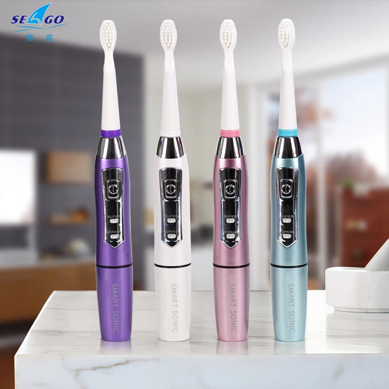 SEAGO Electric Toothbrush Sonic Adult Battery Teeth brush holder with 3 Replacement Brush Heads Waterproof Smart time SG910 Gift SEAGO Electric Toothbrush Sonic Adult Battery Teeth brush holder with 3 Replacement Brush Heads Waterproof Smart time SG910 Gift