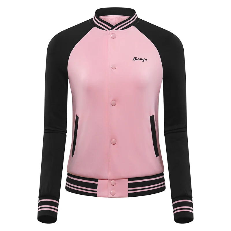 Женское пальто для гольфа, лоскутное Спортивное бейсбольное пальто, ветровка для девушек, карман, тонкая пуговица, тренировочная одежда для гольфа D0813