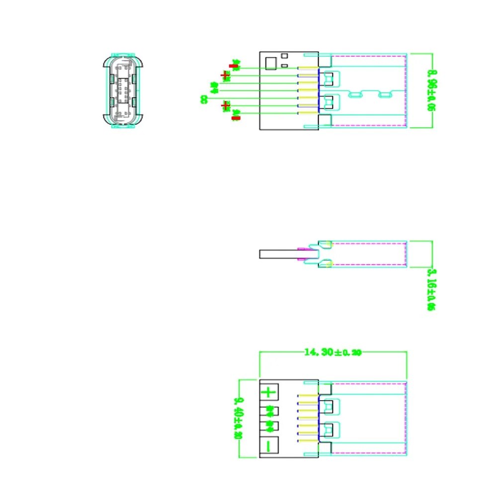 5 шт. разъем USB 3 1 типа C 14 контактов розетка с гнездом сквозные отверстия печатная