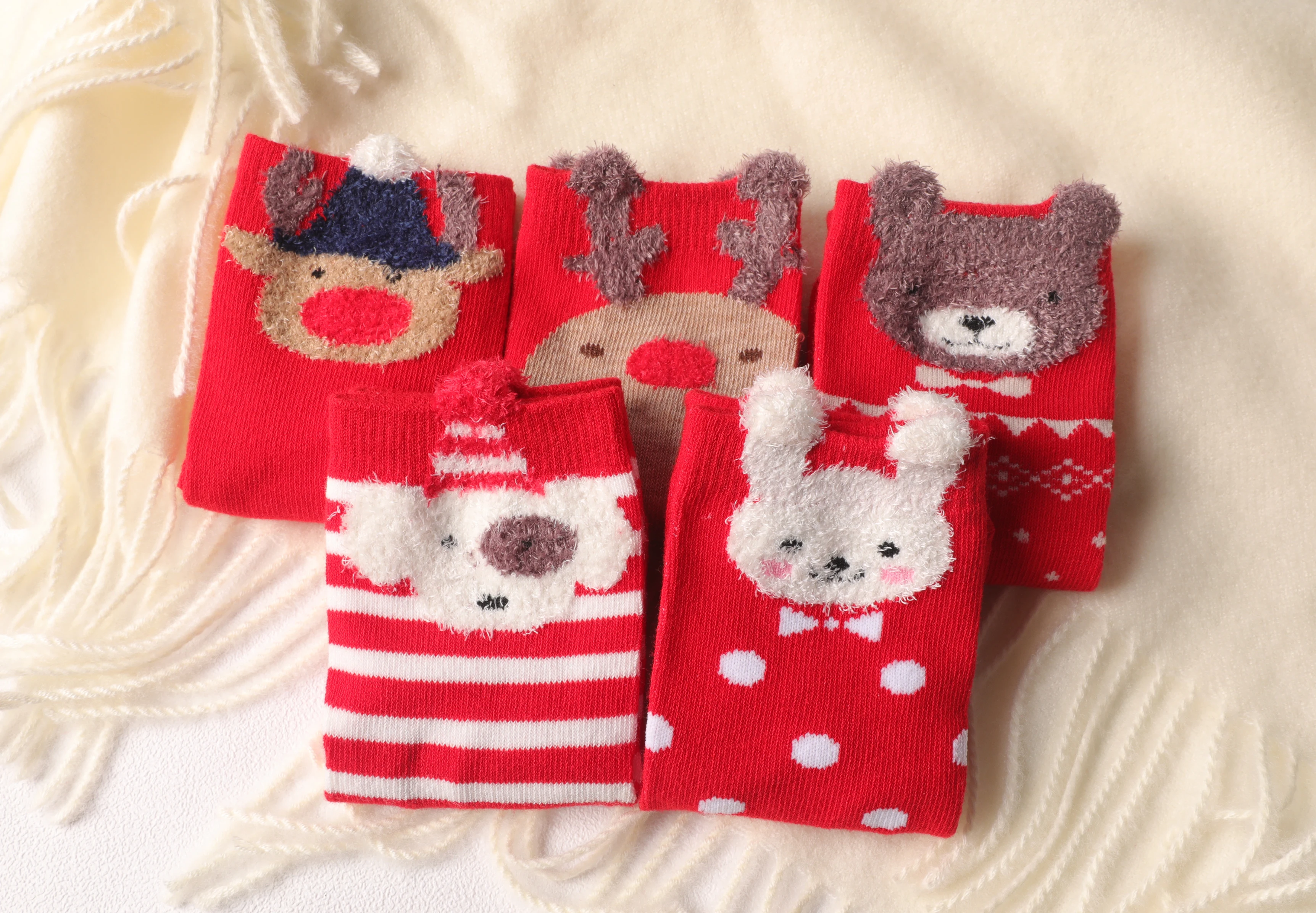 Linglewei/Новинка года; хлопковые рождественские носки; зимние утепленные детские Носки с рисунком; махровые носки-Тапочки