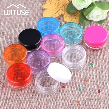 

10PCS 3/5g Round Refillable Bottles Transparent Plastic Cosmetic Pot Empty Jar Box Nail Art Bead Storage Makeup Cream Container