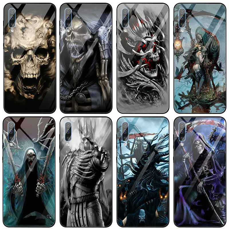 Чехол Grim Reaper Skull Skeleton Dee Gozali Art из закаленного стекла для Samsung S8 S9 S10 J4 A8 A10 A20 A40 A50 A70 A80