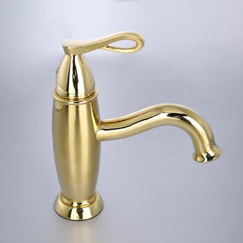 

Luxury Gold Kitchen Faucets Single Handle Single Hole Solid Brass Basin Tap Ceramic Plate Spool Mixer Water Sink Taps