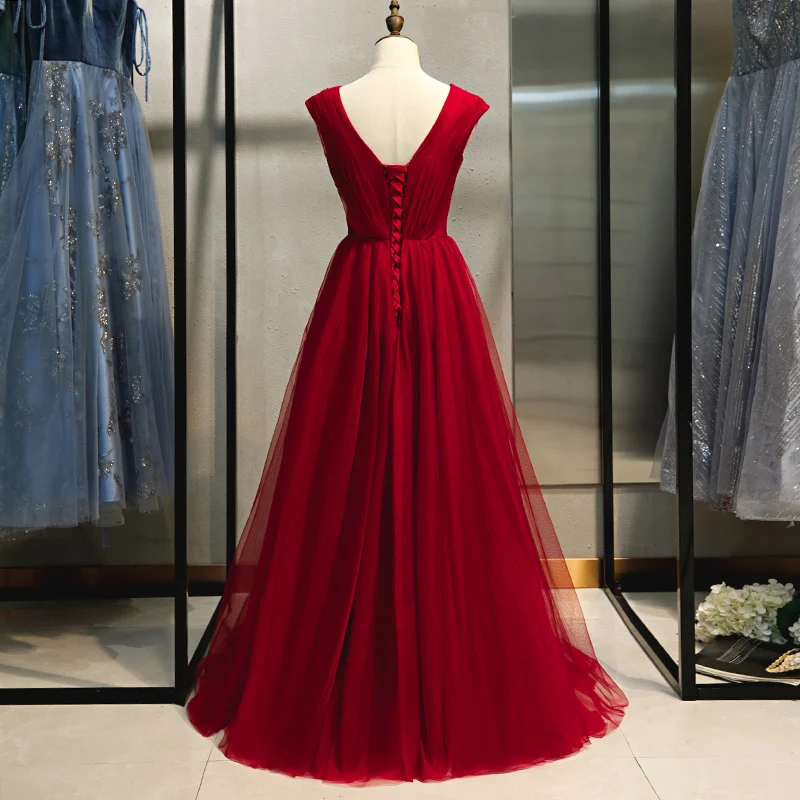 SSYFashion бордовый вечернее платье банкет элегантный длинный v-образный вырез в пол блестки бисерное платье для торжеств Vestidos De Fiesta