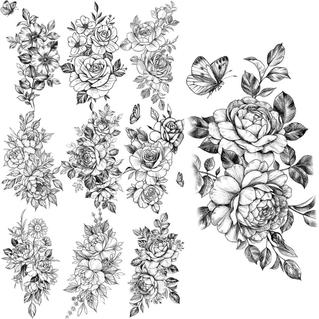 

Marigold Butterfly Temporary Tattoos For Women Adults Realistic Sun Flower Flower Fake Tattoo Sticker Sexy Waist Tatoos Small