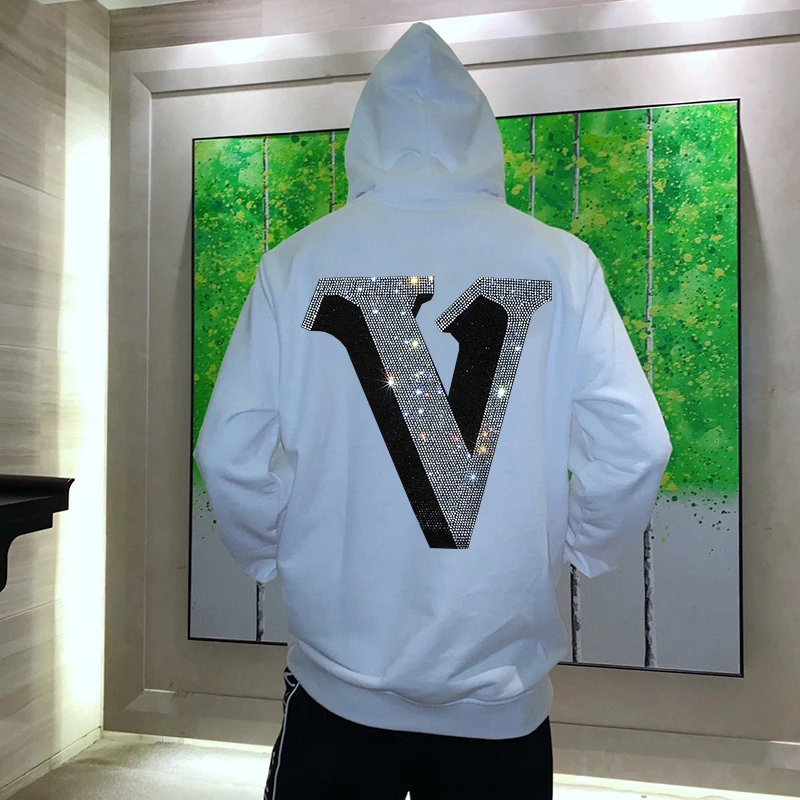 Autumn And Winter Men's Hoodie Casual Sweatshirt Hot Diamond Letters Plus Velvet Warm Popular Jacket New Coat | Мужская одежда