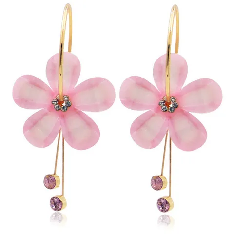 New Korean Acrylic Pink Geometric Earrings for Women Cute Romantic Round Flower Heart Candy Color Fashion Jewelry Brincos