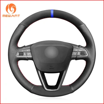 

MEWANT Genuine Leather Suede Steering Wheel Covers for Seat Leon 5F Mk3 2013-2019 Ibiza 6J 2016-2019 Arona 2018 2019 Alhambra