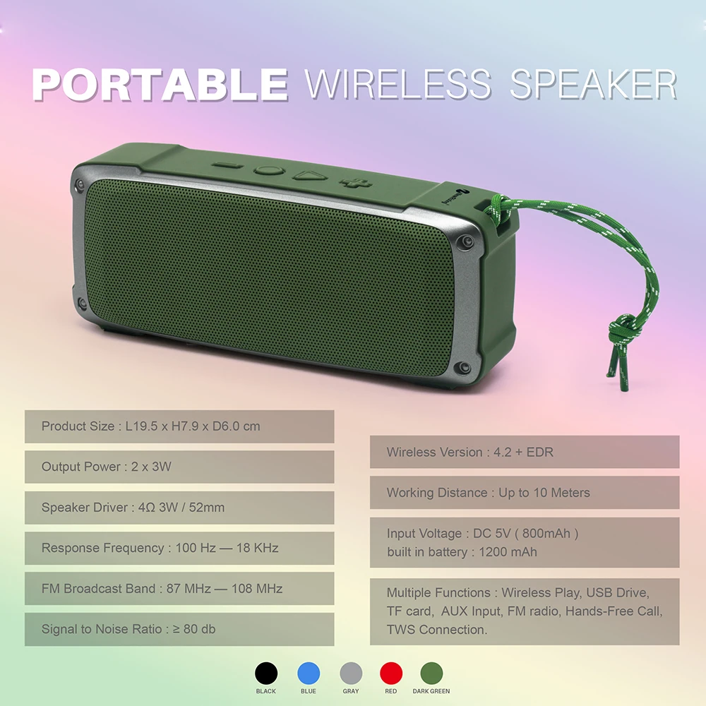 NR-4020 Bluetooth Haut-Parleur En портативный супер бас 3D цифровой звук Haut-Parleur Blutooth динамик синий зуб динамик
