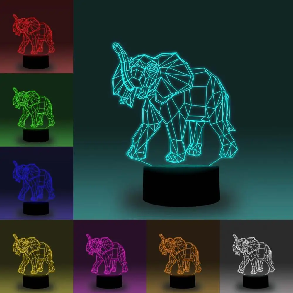 

NiteApps 3D Elephant LED Night Light Desk Table Illusion Lamp Holiday Birthday Gift APP/Touch Control