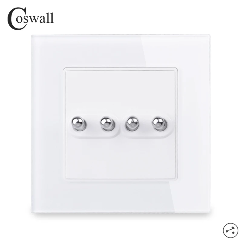 Coswall, простая модная рамка из закаленного стекла с кристаллами, 4 комплекта, 2 способа переключения, переключатель, проходящий через вкл/выкл, настенный светильник, переключатель 16А