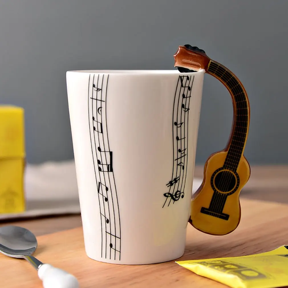 Гитара керамическая кружка чашка персональная музыкальная нота молоко сок лимон кружка кофе чай горячая питьевая чашка домашний офис посуда для напитков
