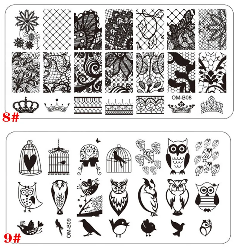Kalvaro 1 шт. прямоугольные пластины для штамповки ногтей цветочные узоры для ногтей изображения пластины Кружева животных штампы шаблоны DIY Дизайн Инструменты