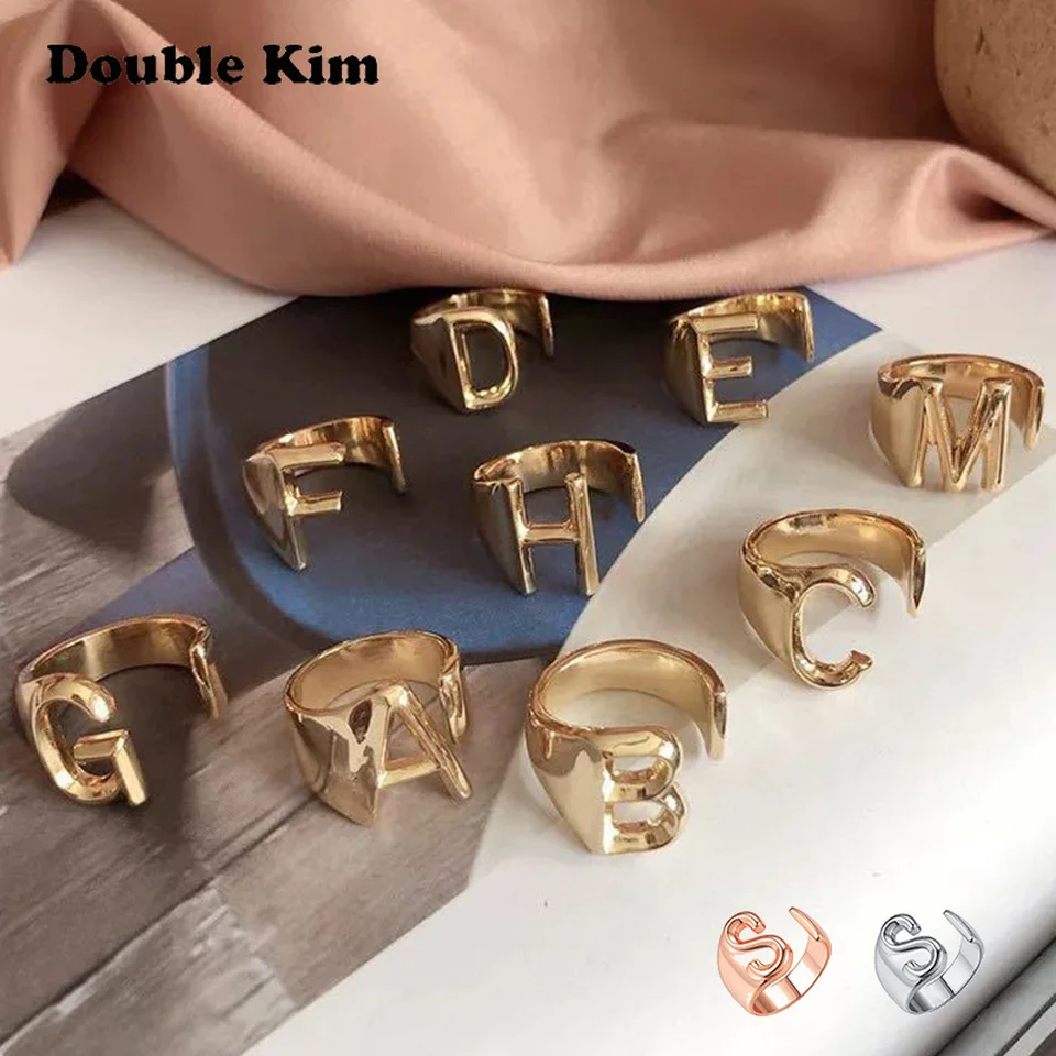 Fashion English Letter Az Rings Open Size Initial Alphabet Ring