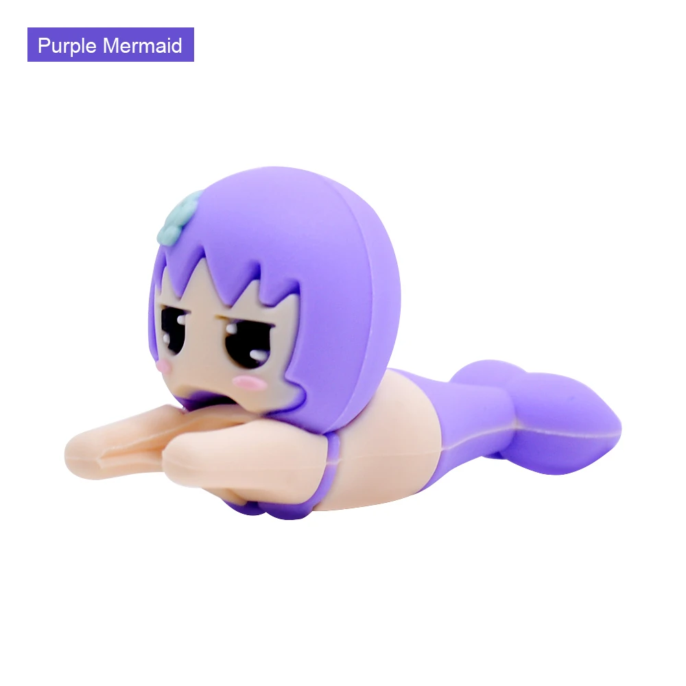 Purple Mermaid Мультфильм милый кабель укус для iPhone зарядное устройство протектор супергерой Человек Паук защитный кабель намотки аксессуар органайзер кукла модель - Цвет: Purple Mermaid