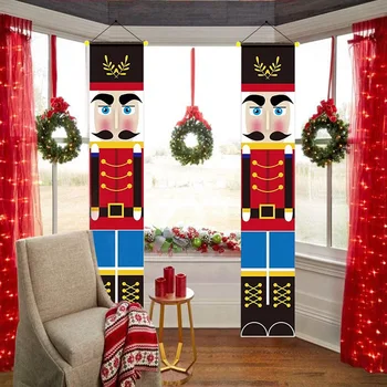 

New Xmas Door Banners Nutcracker Soldier Hanging Decor For Home Merry Christmas Ornaments Happy New Year 2021 Navidad
