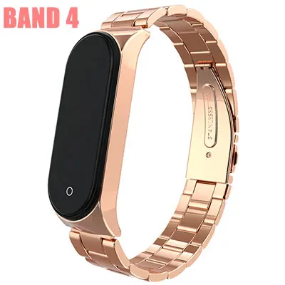 MI BAND 4 Hangrui mi band 3 4 сменный металлический ремешок на запястье браслет из нержавеющей стали браслеты mi Band 3 ремешок для Xiaomi mi band 4 - Цвет: MI BAND 4