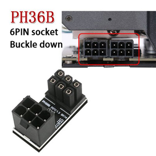 Power Steering Connector VGA PSU Adapter Elbow GPU Power Steering Connector PCIE 6pin 8pin 180 Degree Rotation