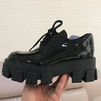 

Chunky Sneakers Platform Women Fashion Female Black Leather 2019 Winter INS Ulzzang Luxury Designers Lace Up Casual Shoes Woman