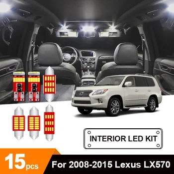 

15x White Auto Car LED Light Bulbs Interior Kit For 2008-2015 Lexus LX570 12V Led Map Dome License Plate Lamp Car Styling