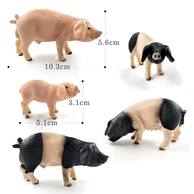 Cute Small Pig Cat Wolf Dog Rabbit Goat Sheep Duck Goose action figure farm toys plastic animal model Christmas Gift For Kids action figure