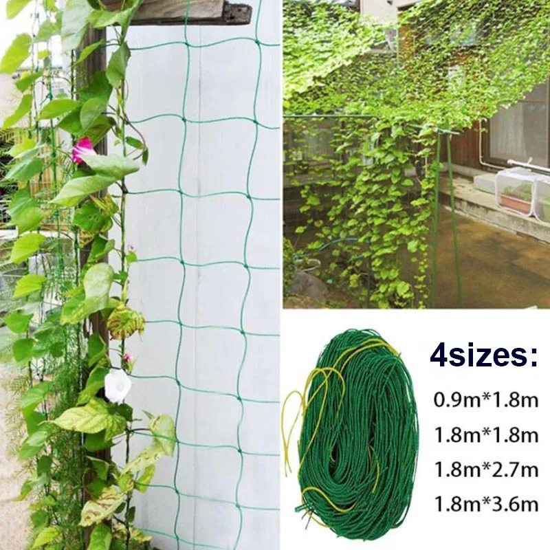 Garden Green Nylon Trellis Netting Support Climbing Bean Plant Nets Grow Fence—Q 
