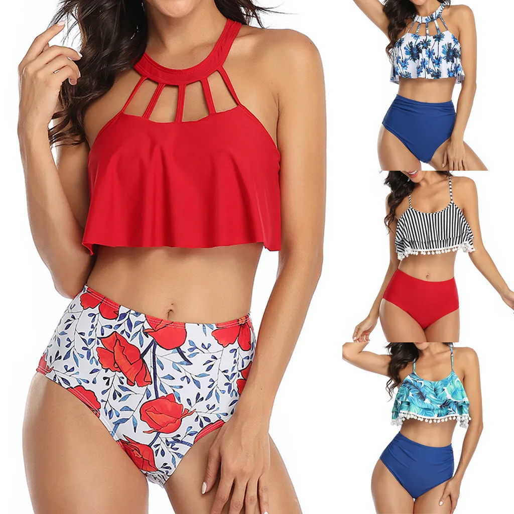 

Summer Sexy biquini Set 2020 Mother And Daughter Solid Print Two Piece Swimsuit Matching Swimsuit Clothing Dropshipping #2442