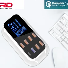 С несколькими usb-портами Зарядное устройство концентратор Quick Charge 3,0 8 Порты и разъёмы для рабочего стола, многоразъемное Зарядное устройство USB станция светодиодный Дисплей Быстрая зарядка EU US UK вилкой