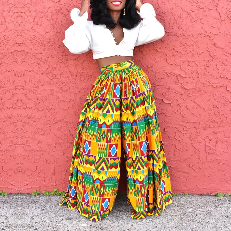 Women's pants Loose High Waist Wide Leg Pants Digital Printed Beach Casual harem Pants