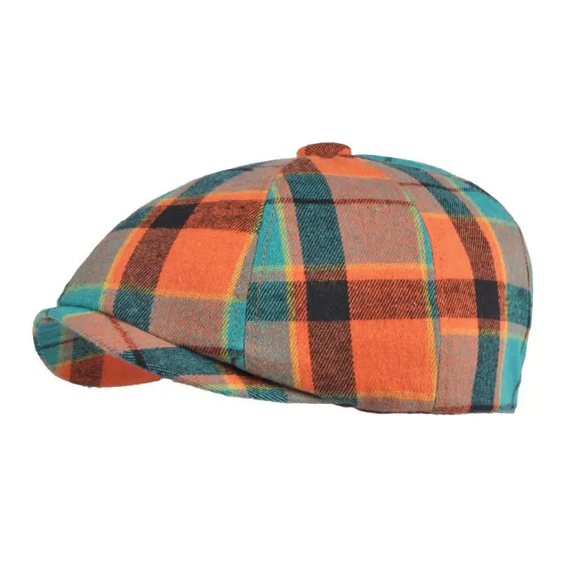 LDSLYJR 2021 Cotton Spring Summer plaid Newsboy Caps Flat Peaked Cap Men and Women Painter Beret Hats 121 beret hat male