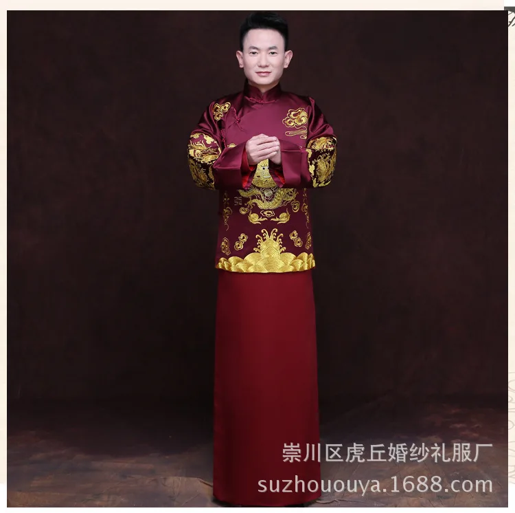 

Smoking Masculino The New Chinese Style Embroidery Xiuhe Bride Wedding Toast Classical Man Costume Dress Clothing Wholesale
