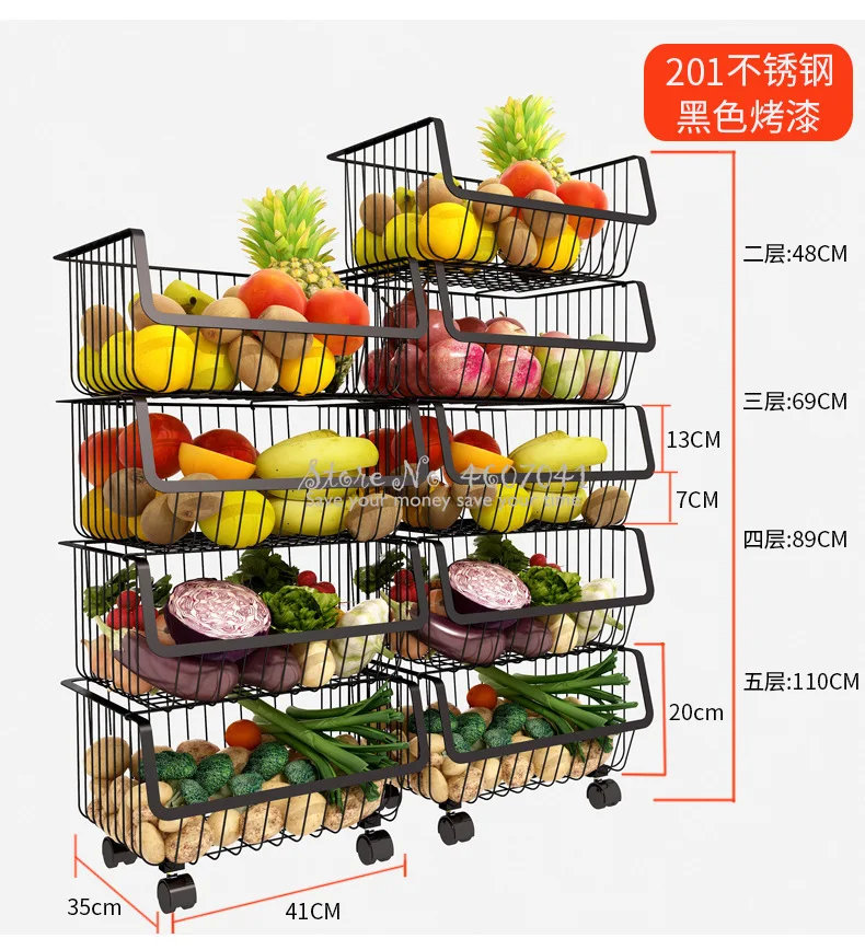 Домашние стеллажи и держатели из нержавеющей стали с колесиками для овощей, фруктов, корзина для стоек, для кухни, домашняя кухонная для хранения и организации