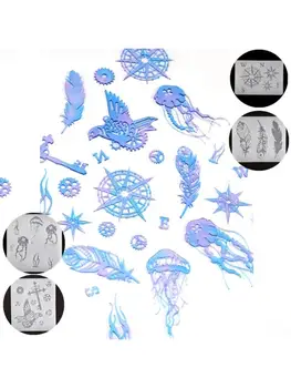 

4Pcs Handmade Gear Bird Feather Jellyfish Compass Silicone Resin Mold Thin Bookmark Art Crafts Tools Resin Fillings DIY
