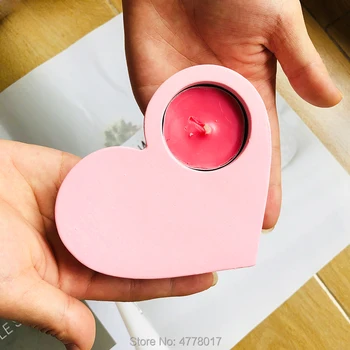 

Four Candlestick concrete silicone mold Diamond cloud cobblestone heart-shaped design Cement candle holder plaster clay mold