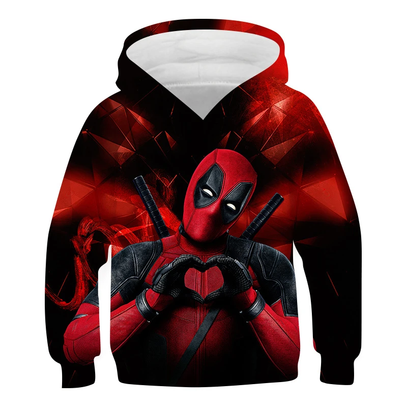 4-14Y Autumn Fashion Children Outwear Marvel Deadpool Graphics Oversized Hoodie Casual Kids Clothes Boys Novelty Coat Sweaters best hoodie for boy