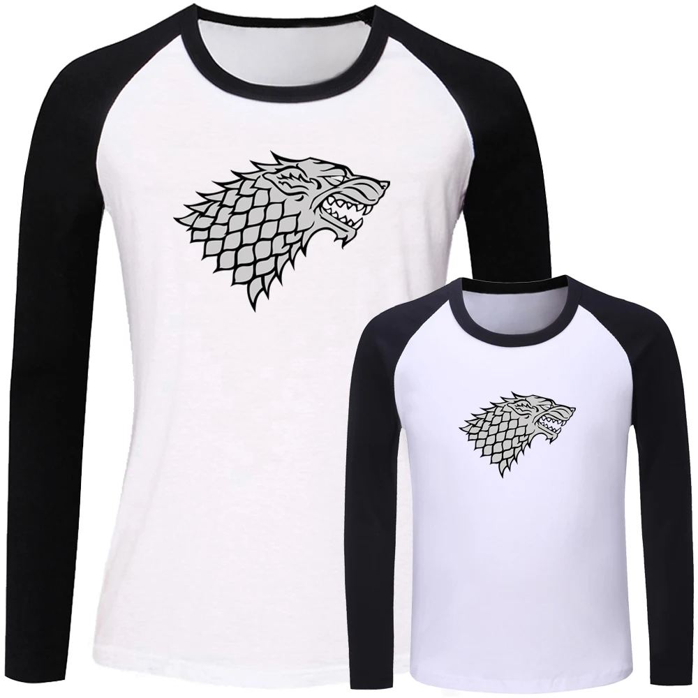 

Game of Thrones House Stark Design Matching Family Outfits T-shirt Mom Daughter Long Sleeve Tee Women Girl Printed Tops Gift