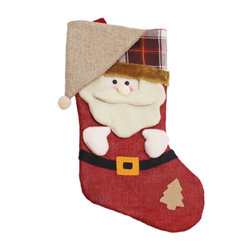 

Christmas Stockings Santa Claus Sock Gift Kids Candy Bag Xmas Noel Decoration for Home Christmas Tree Ornaments