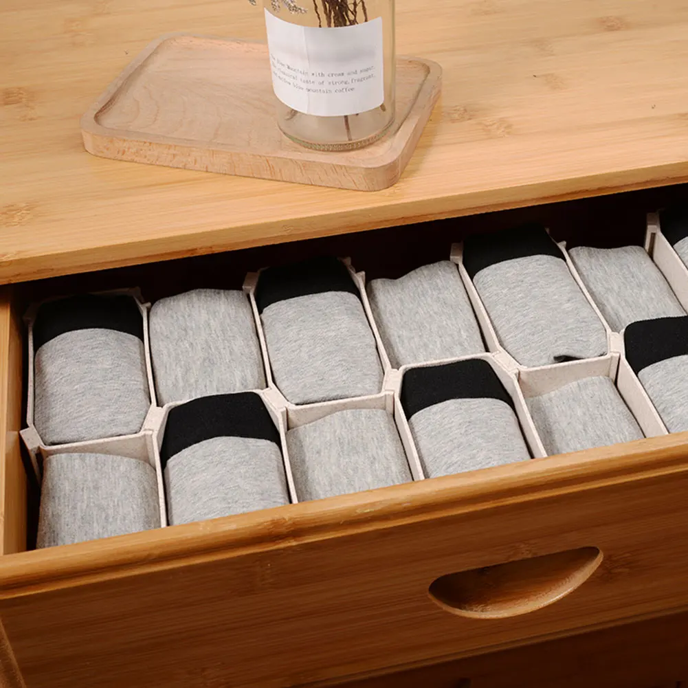 6pcs Diy Drawer Organizer Household Socks Divider Storage Box