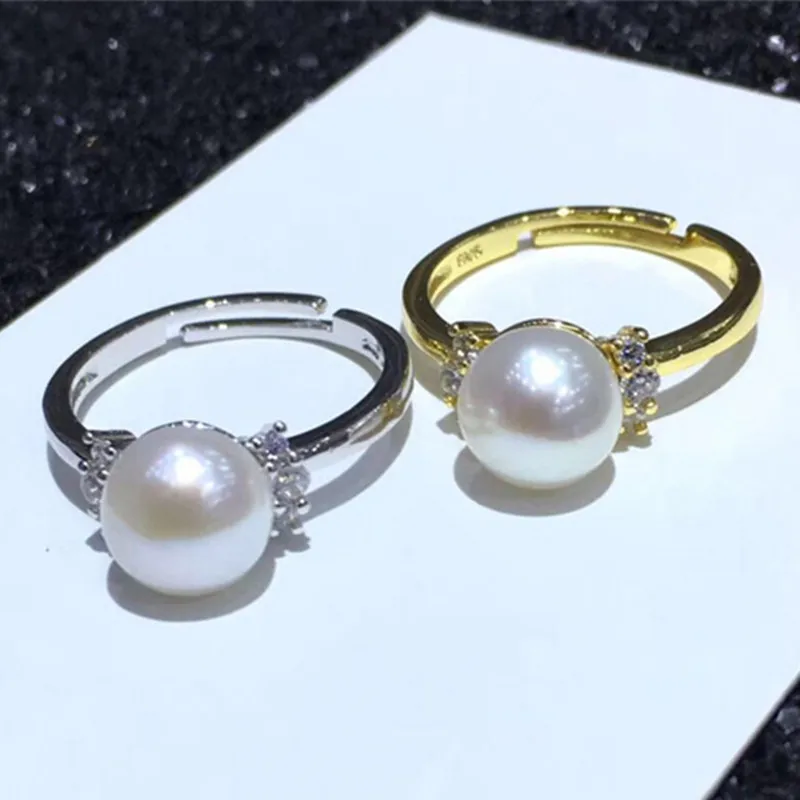 

Real Silver S925 Plated Ring Empty Care DIY Accessories Pearl Ring Adjustable Set Semi-finished Products Woman Ring Wholesale