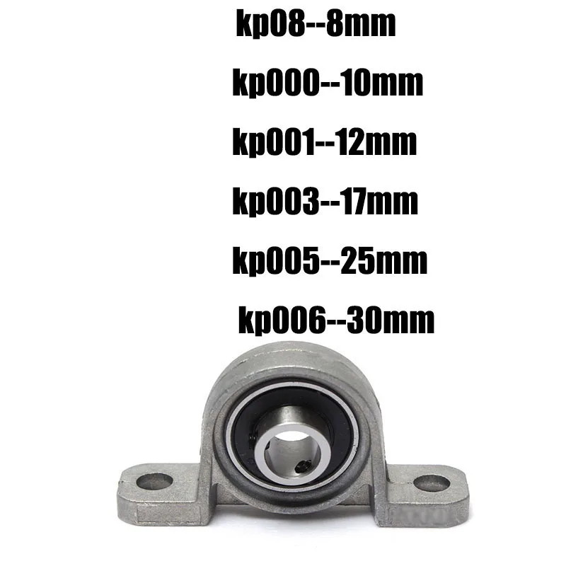 Zinc Alloy Diameter 8mm 10mm 12mm 17mm Bore Ball Bearing Pillow Block Mounted Support KP08 KP000 KP001 kp003 kp005 kp006 high performance zinc alloy pillow block bearing 30mm bore kp006 kfl006 pillow block housing shaft support