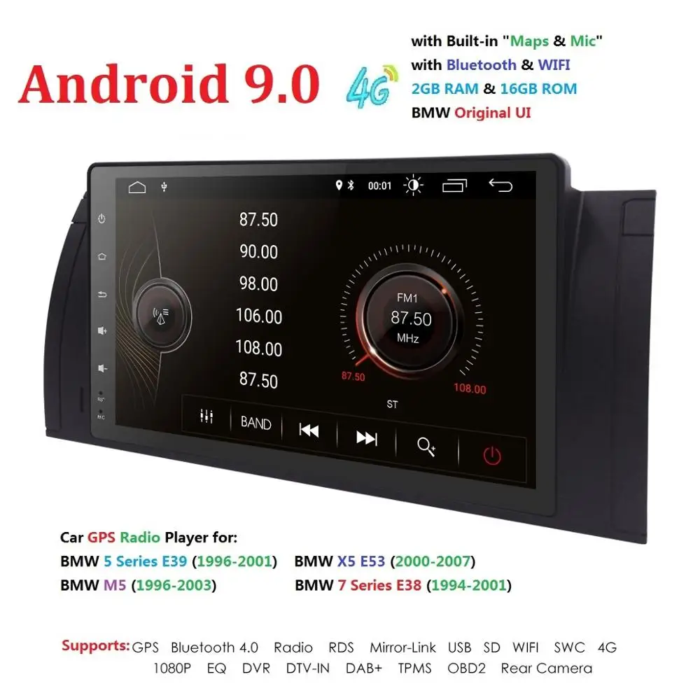 9 ''большой экран 2 Гб ОЗУ 16 ПЗУ Android 0 четырехъядерный автомобильный стерео для