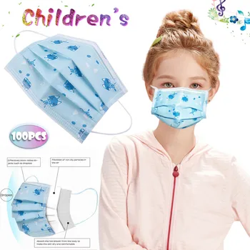 

Disposable 3-Ply Masks Against-Dust Face Mask With Elastic Earloop Kids 100PCS Personal Health Care breathable Mask mascarillas