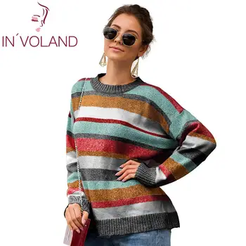 

Women Fashion Stripe O Neck Long Sleeve Casual design None Autumn, Winter Pullover neck Sweater Slim