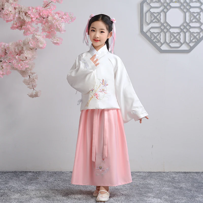 2PCS Embroidery Wedding Party Long Dress Flower Girl Chinese Style Princess First Banquet Campus Graduation Ball | Тематическая