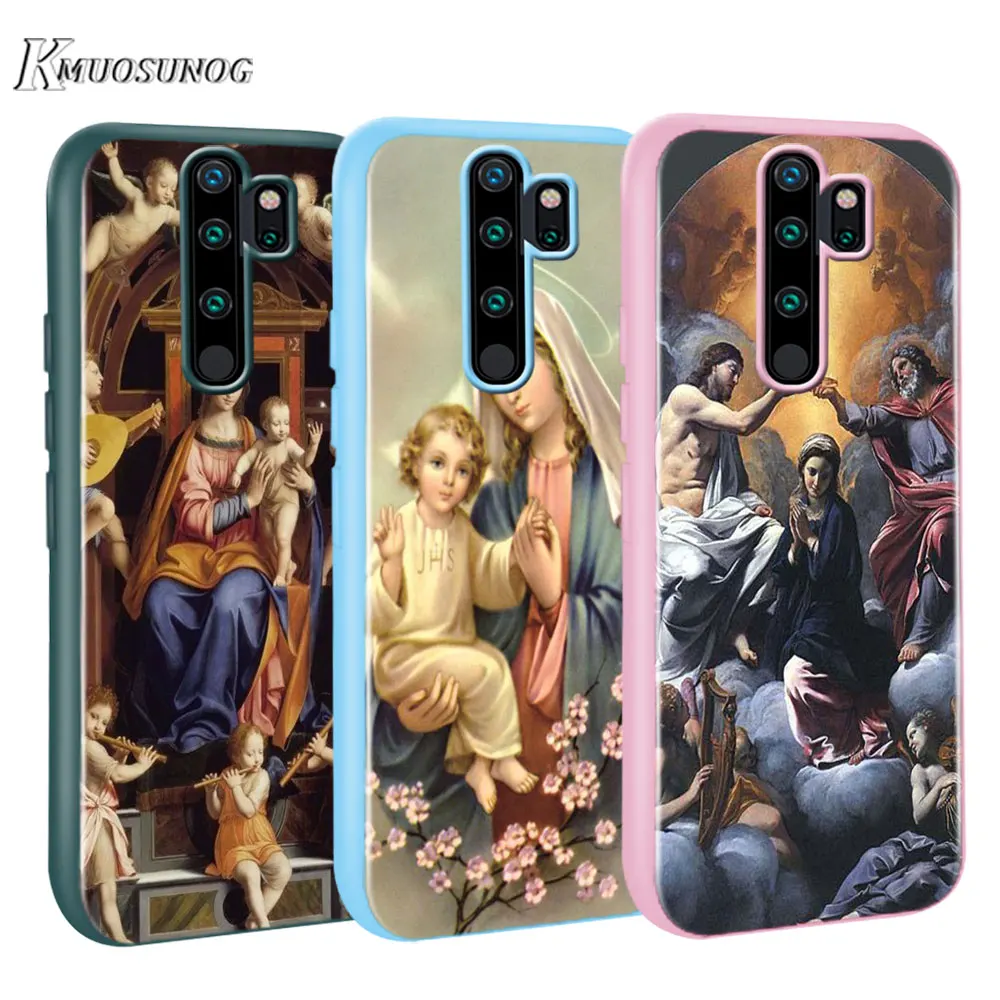 

for Xiaomi Redmi Note 8T 8 7 6 Pro Baseus Candy Color Cover Oil Painting Virgin Mary for Redmi Note 5 Pro 5A 4 4X Case
