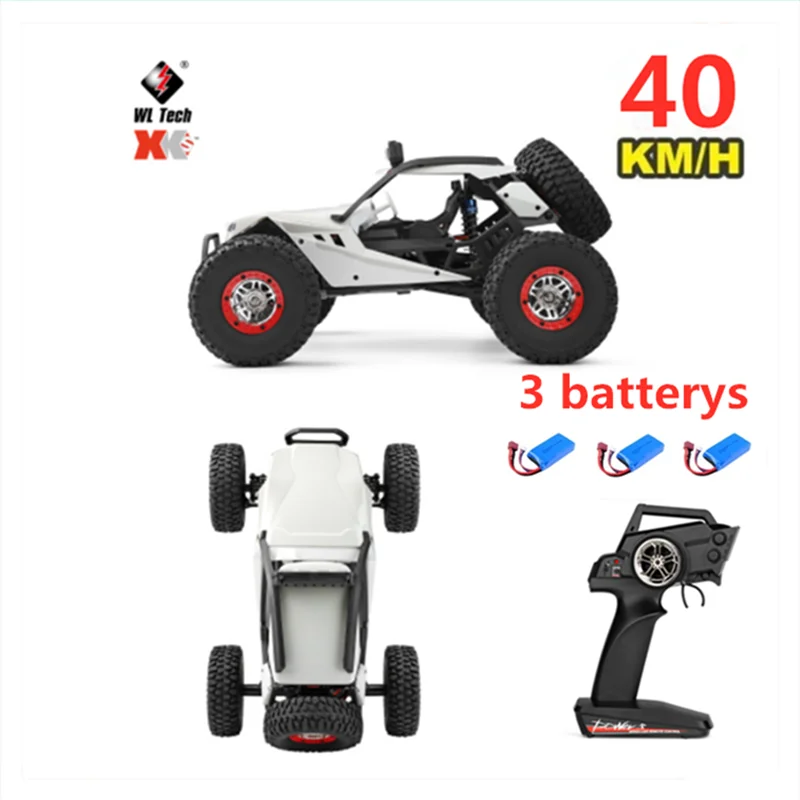 WLtoys 고속 금속 섀시 4WD 전기 레이싱 카, 오프로드 크롤러, 12429 2.4G RC 카, 시속 40km