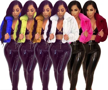 

New autumn and winter multicolor short loose faux fur cardigan fleece jacket jacket