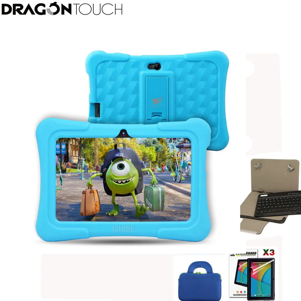 DragonTouch Blue Y88X Plus, 7 дюймов, Детские планшеты, четырехъядерный процессор, Android 8,1+ сумка для планшета+ 3 шт, защита экрана+ клавиатура для детей